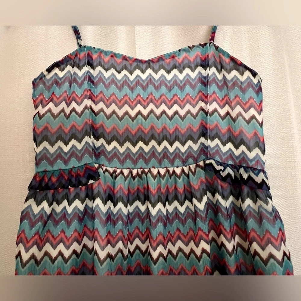 Roxy Girl Chevron Print Sundress Blue Pink Size Large